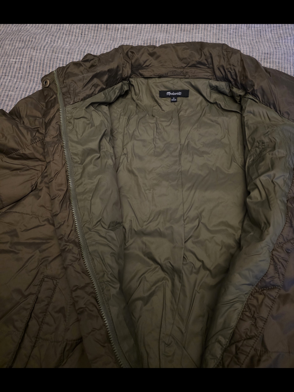 Madewell Travel Buddy Olive Green Quilted Packable Puffer Jacket M - Picture 6 of 10